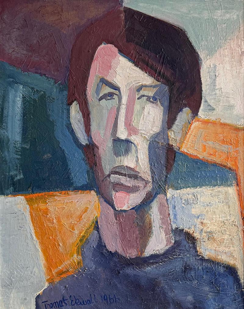 1966 Abstract Swedish Modern Portrait Painting by Thomas Ekvall