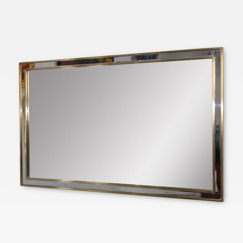 1970 s Modern Chrome And Brass Italian Mirror