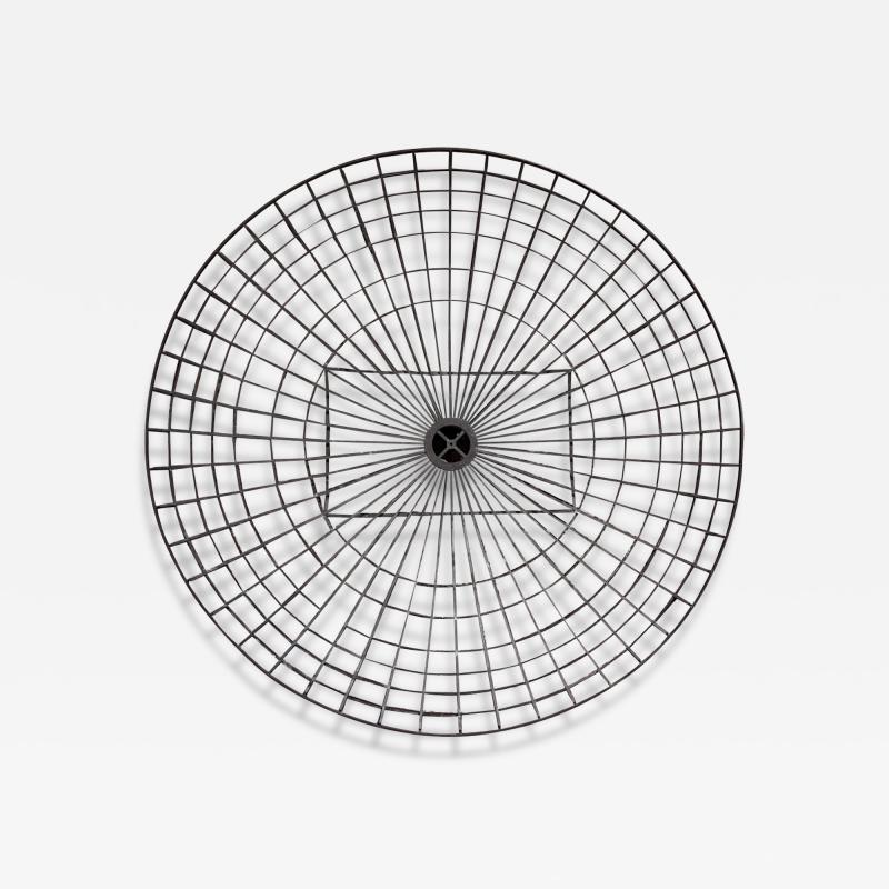 1970s Abstract Grid Round Wall Sculpture Bronze