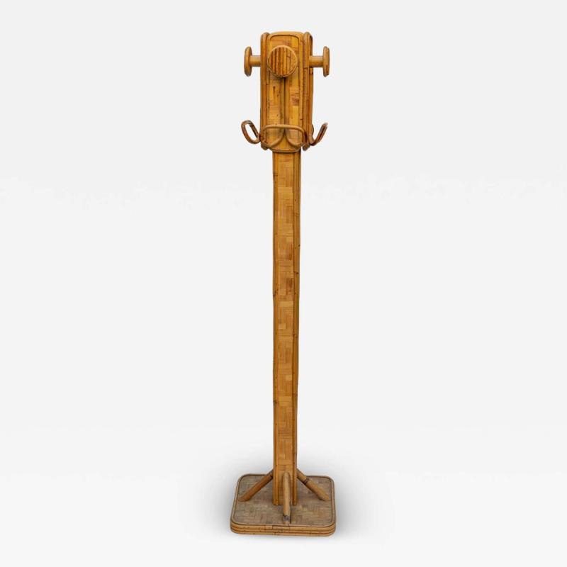 1970s Bamboo rattan coat hanger by Vivai del sud