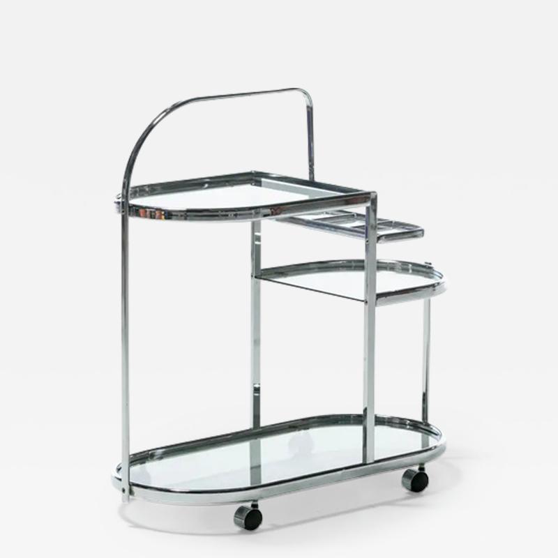 1970s Chrome Modernist Three Tier Bar Cart
