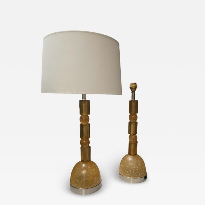 1970s Crushed ice table lamp by Marie Claude de Fouqui res