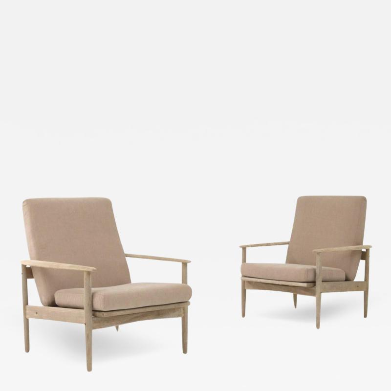 1970s Czech Modernist Upholstered Armchairs a Pair