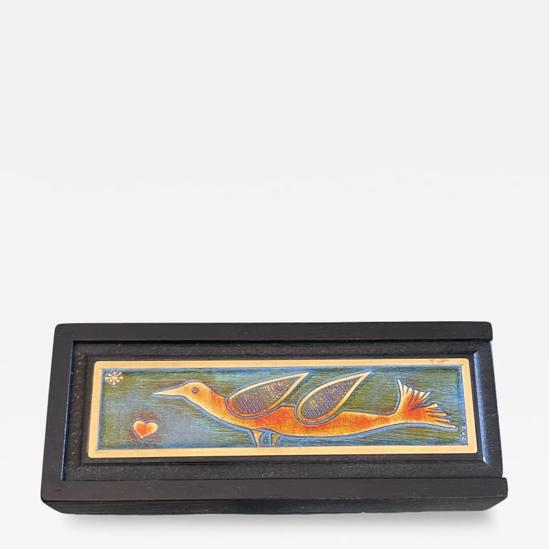 1970s Decorative etched brass table box by Jean Pierre Chevalier