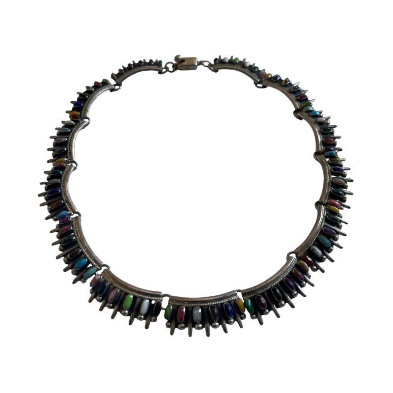 1970s Enamel and silver necklace