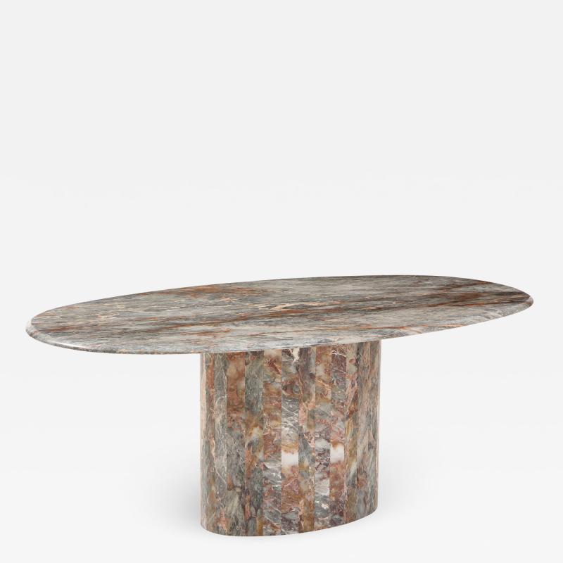 1970s Exotic Marble Oval Italian Dining Table