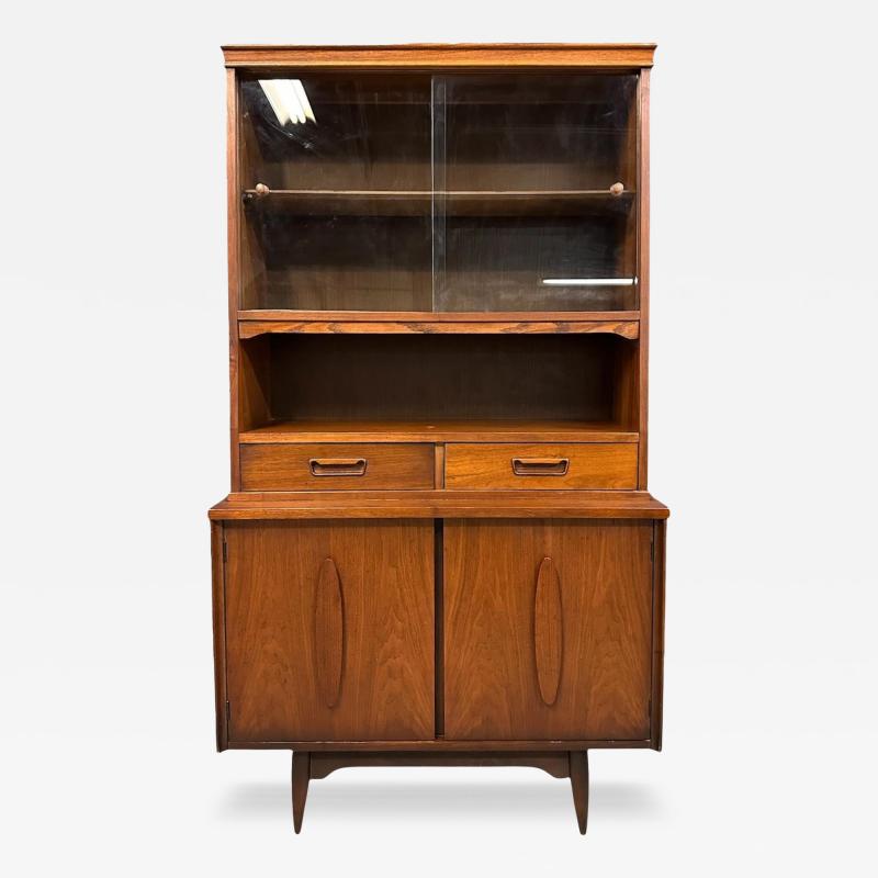 1970s Garrison Mid Century Walnut 2 Door China Cabinet