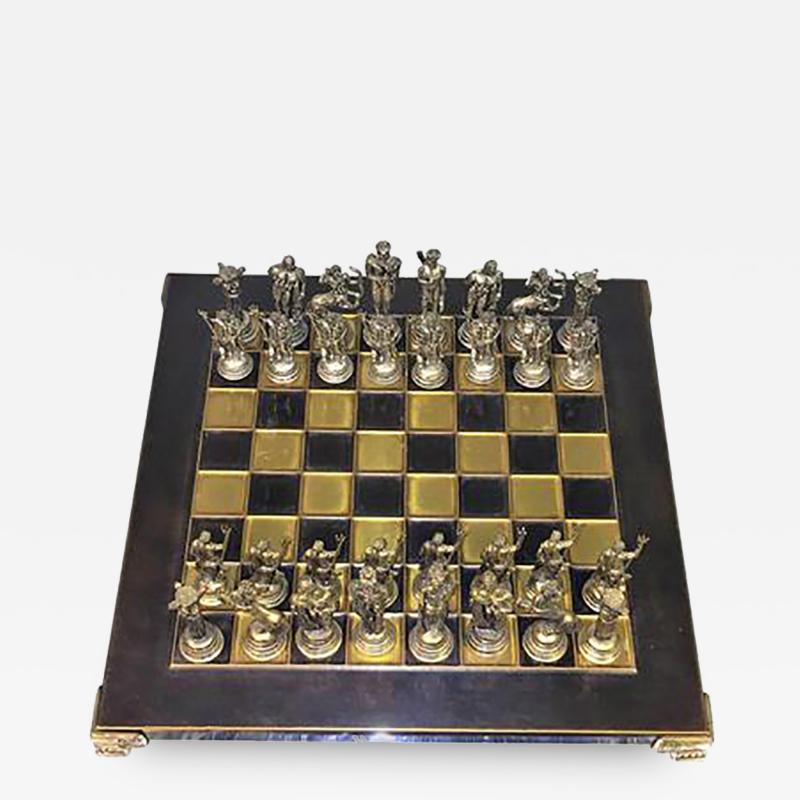 1970s Greek Mythological Two Tone Chess Set