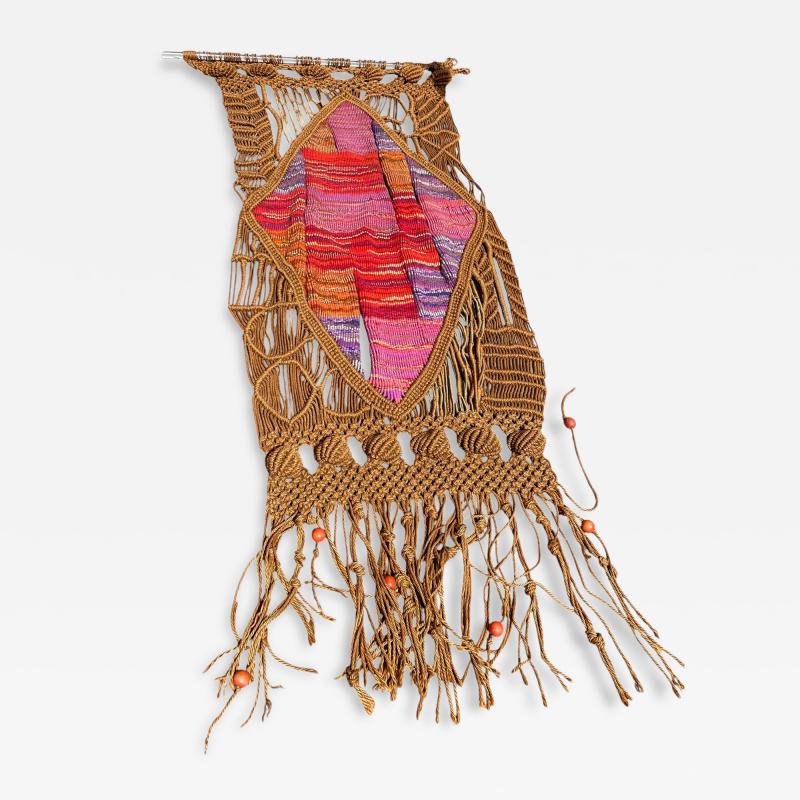 1970s Hand made one of a kind wool and rope tapestry