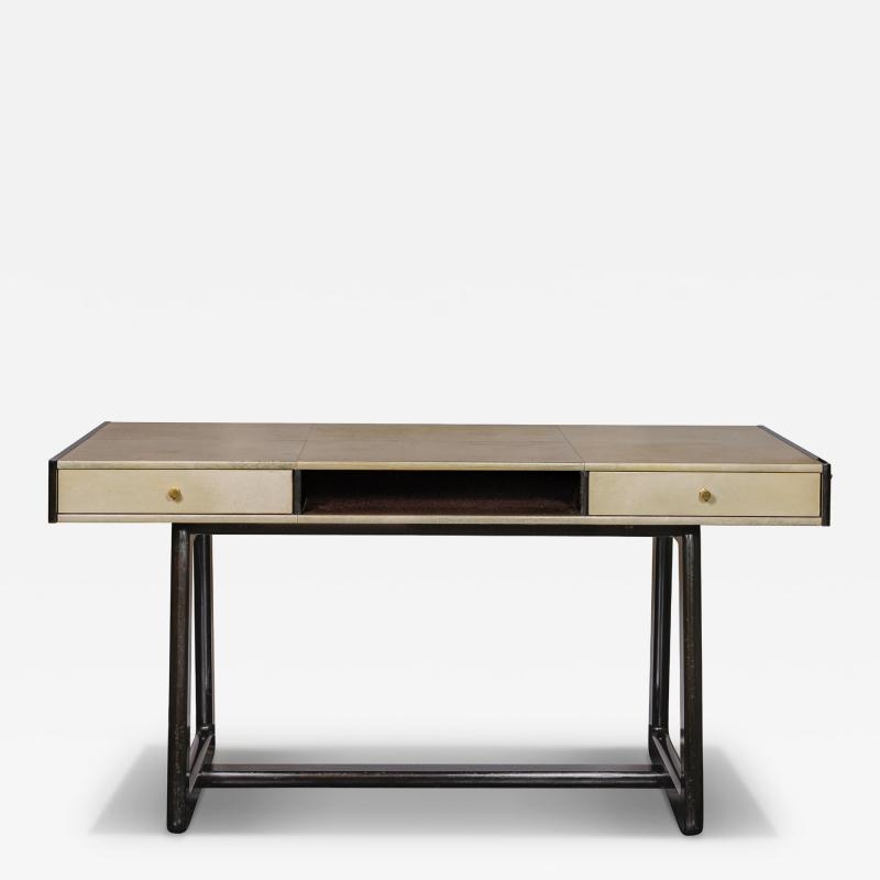 1970s Italian Wood Parchment Desk