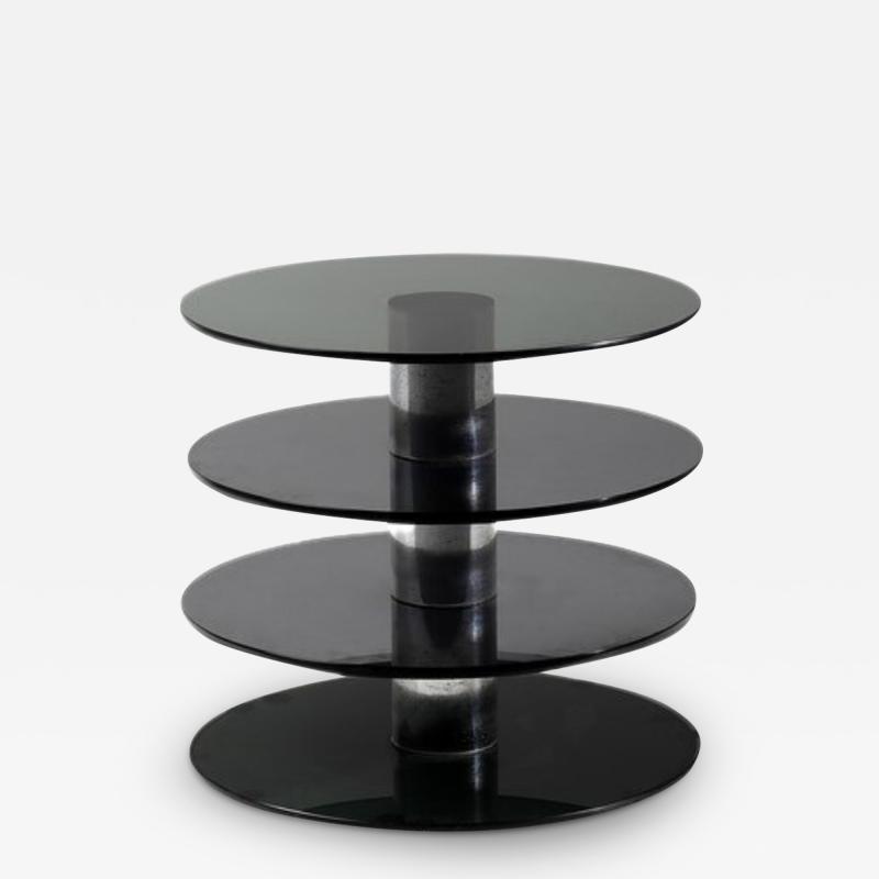 1970s Italian smoke glass 3 tier coffee table