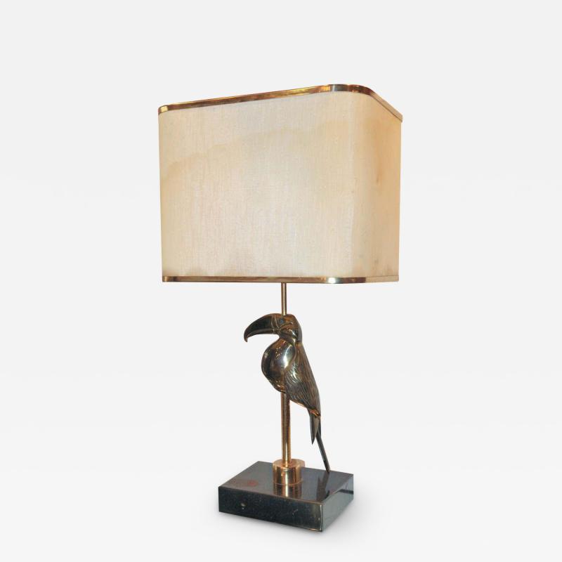 1970s Lamp with a Bronze Toucan