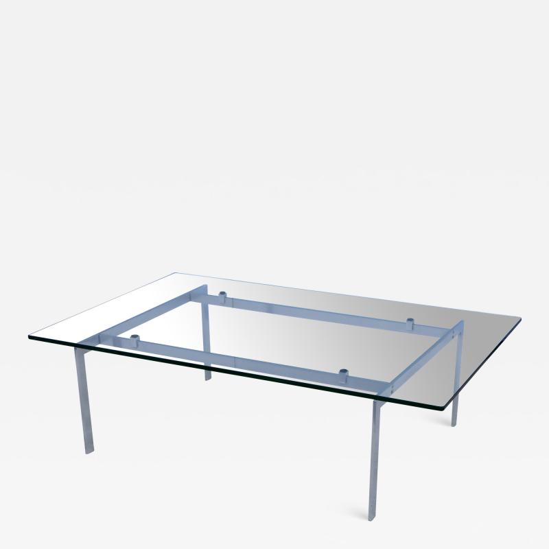 1970s Minimalist Stainless Steel Coffee Table With Floating Glass Top