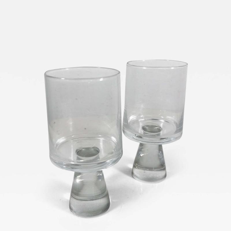 1970s Mod Set of Two Tumbler Water Goblet Crystal Glasses