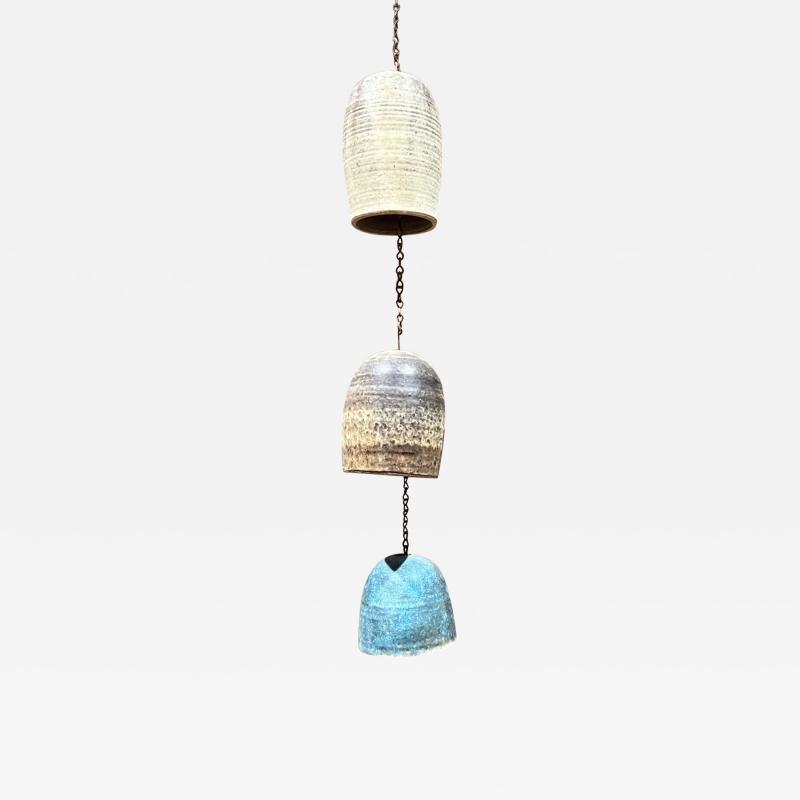1970s Modern Wind Chime Bells Colored Stoneware Pottery