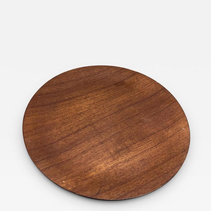 1970s Modernist Platter Teak Wood on Black Plate