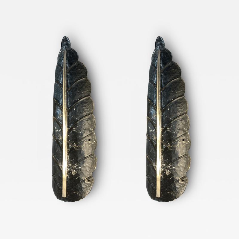 1970s Murano glass pair of tall sconces