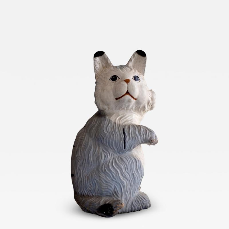1970s Oversized Carved Wood Cat France