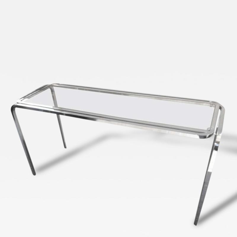 1970s Polished Chrome Glass Sofa Table