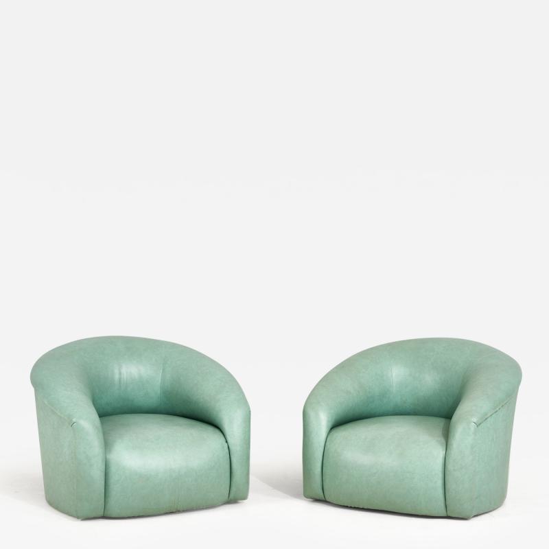 1970s Seafoam Green Swivel Lounge Chairs