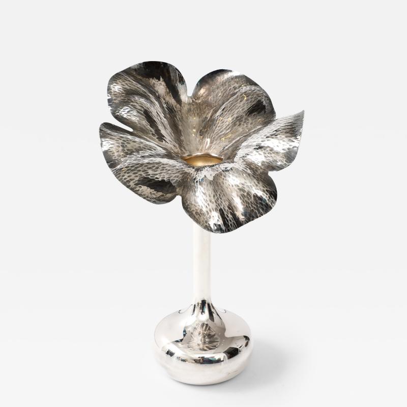 1970s Silver plated Brazilian Flower Shape Vase