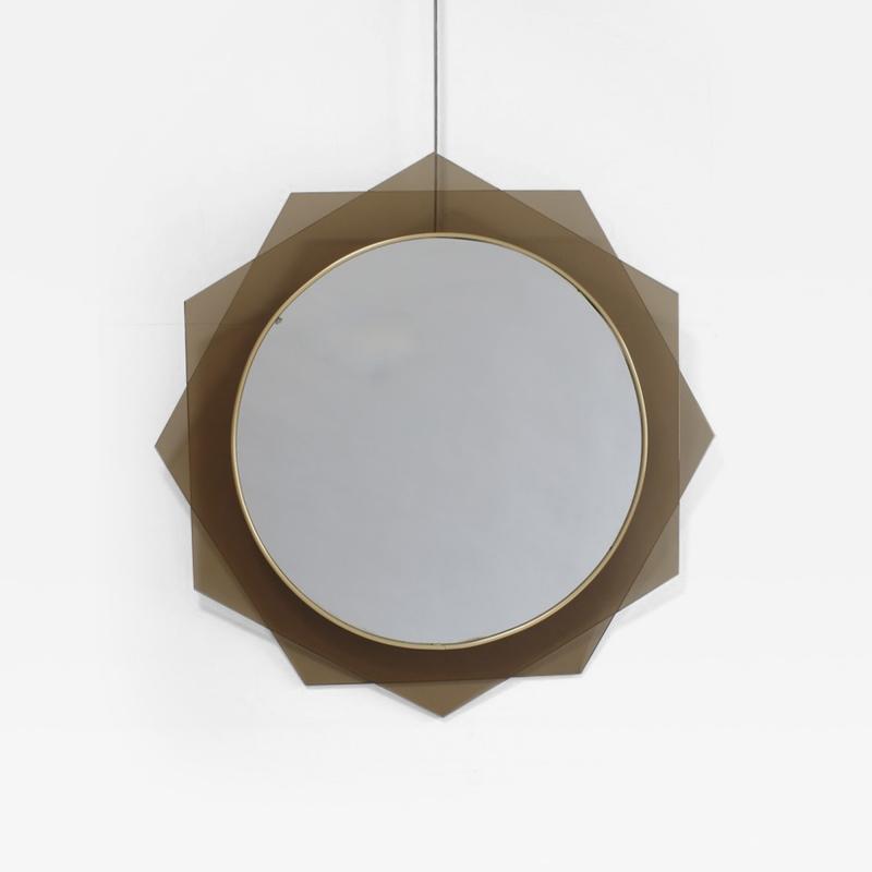 1970s Smoked Glass Sunburst Mirror Italy