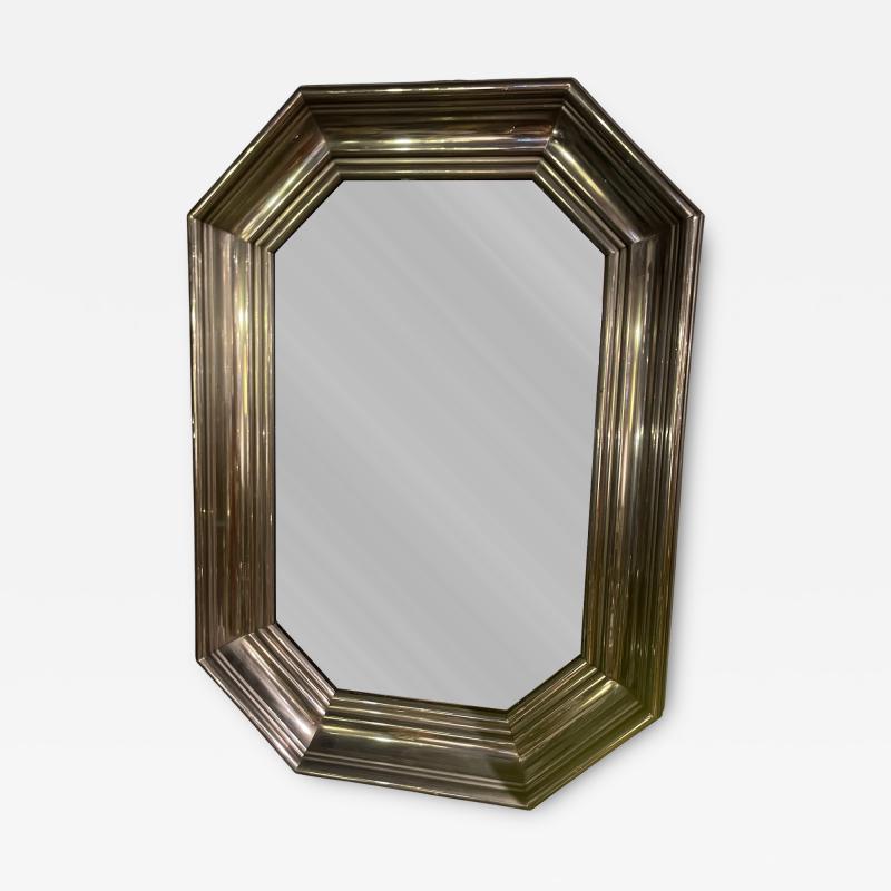 1970s Stainless steel wall mirror attributed to maison Jansen