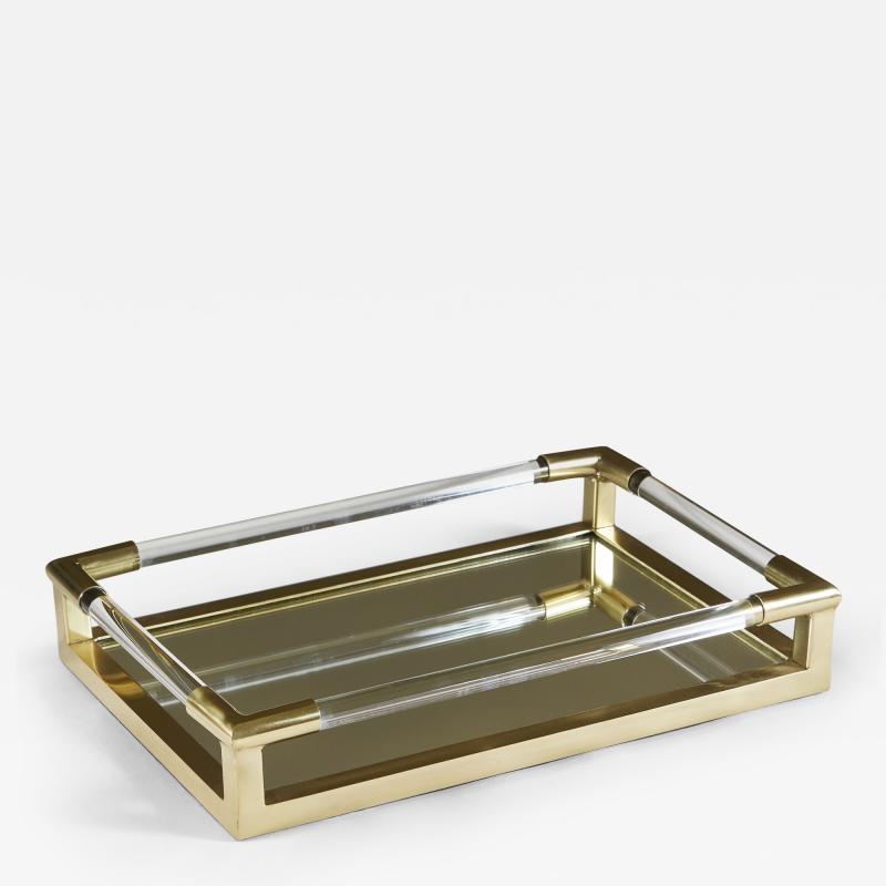 1970s US brass Lucite and mirror tray
