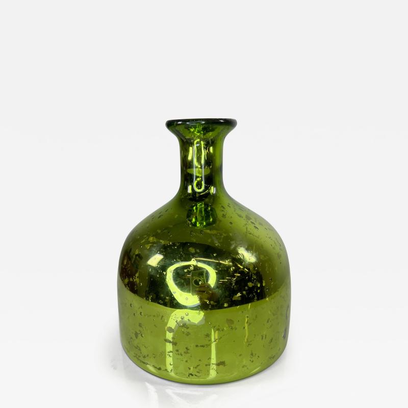 1970s Vintage Modern Green Vase Weed Pot in Mercury Glass