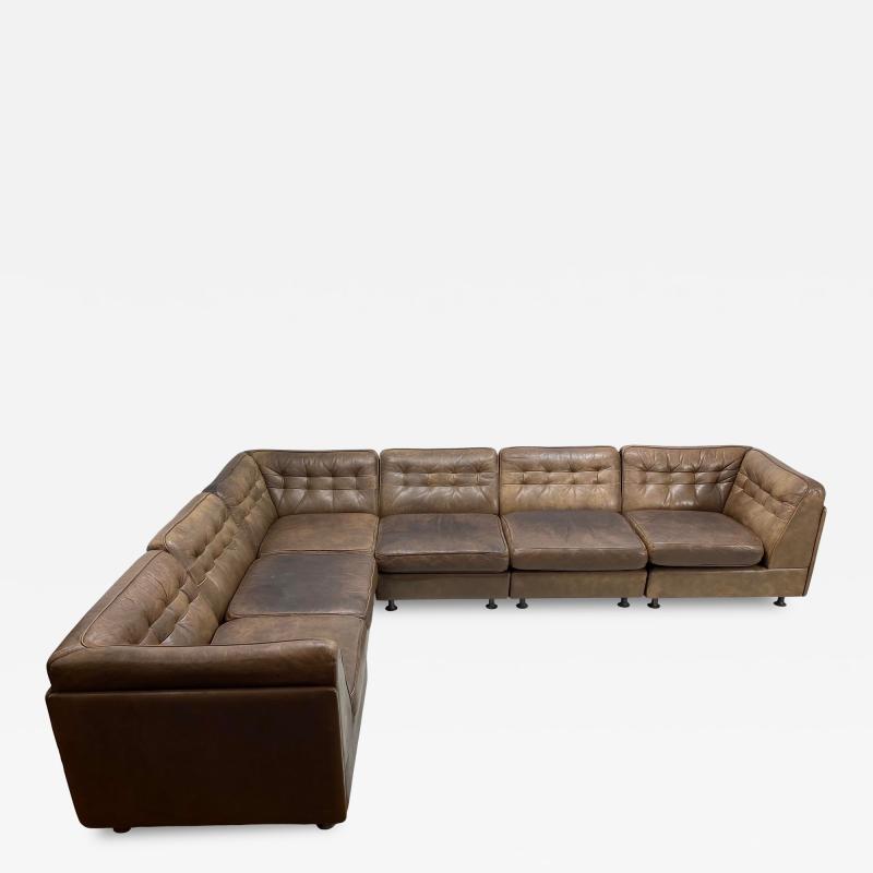 1970s Vintage Vatne Mobler Leather Sectional Sofa