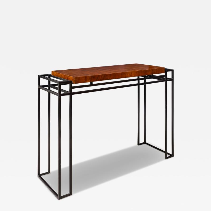 1970s Wood and Iron Italian Console