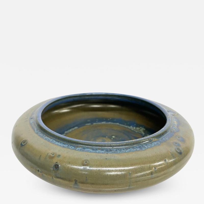 1970s Zanesville Modern Art Pottery Small Bowl Speckled Blue Tie Dye Ohio
