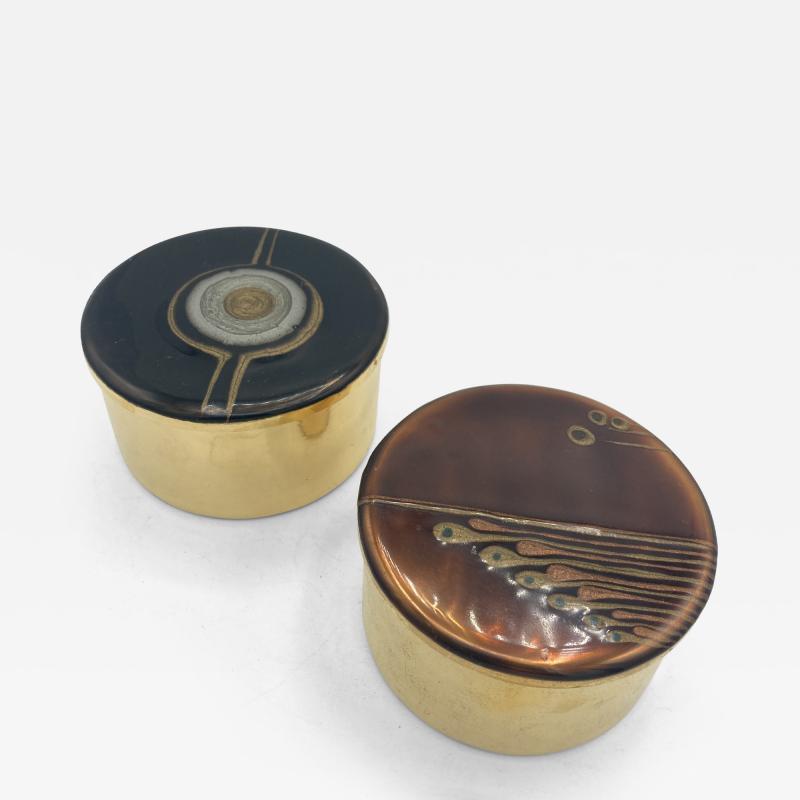 1970s brass and enamel decorative boxes