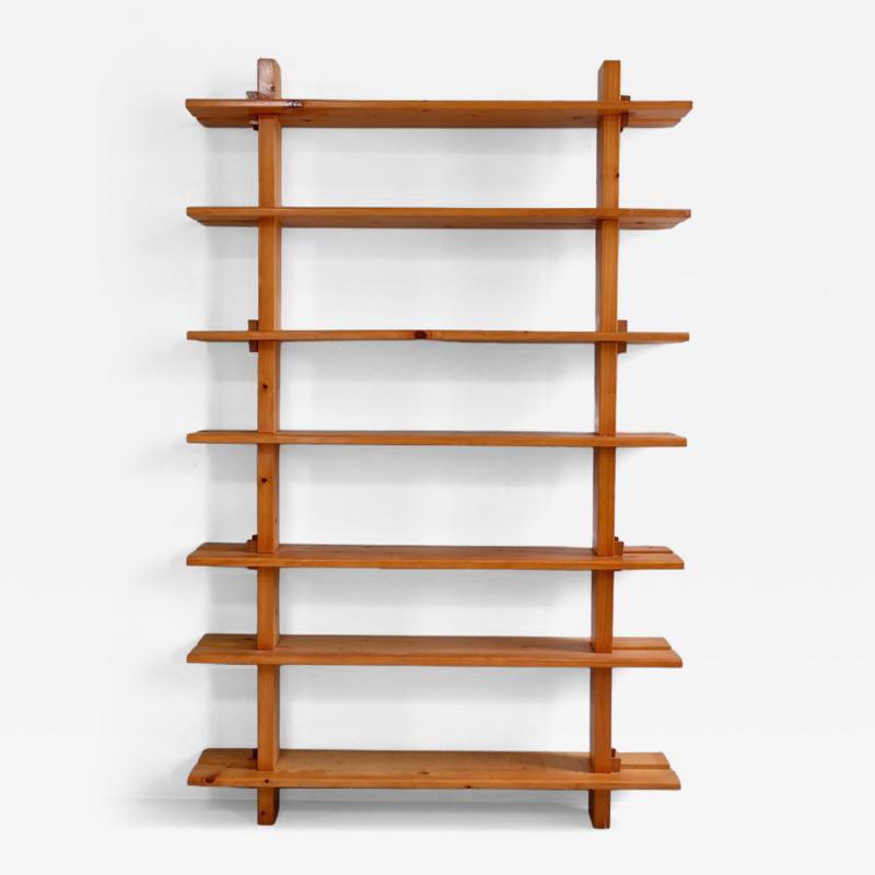 1970s pitch pine pegged bookshelf France
