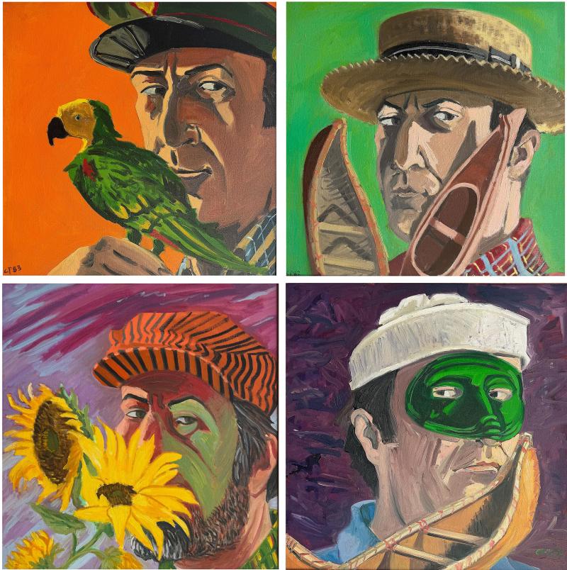 1980s Charles Parness Group of Four Abstract Self Portraits