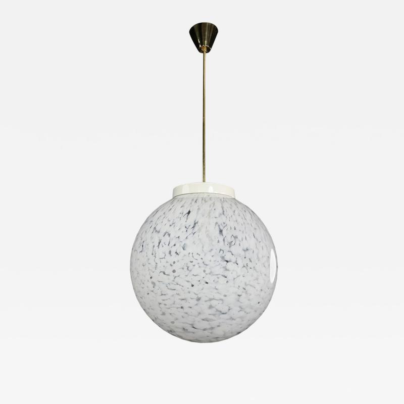 1980s Czech Republic milky white cloud glass globe pendant