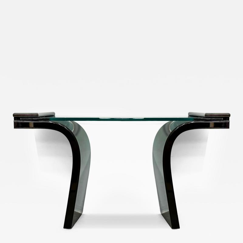 1980s Italian Postmodern Lacquered Wood and Glass Console