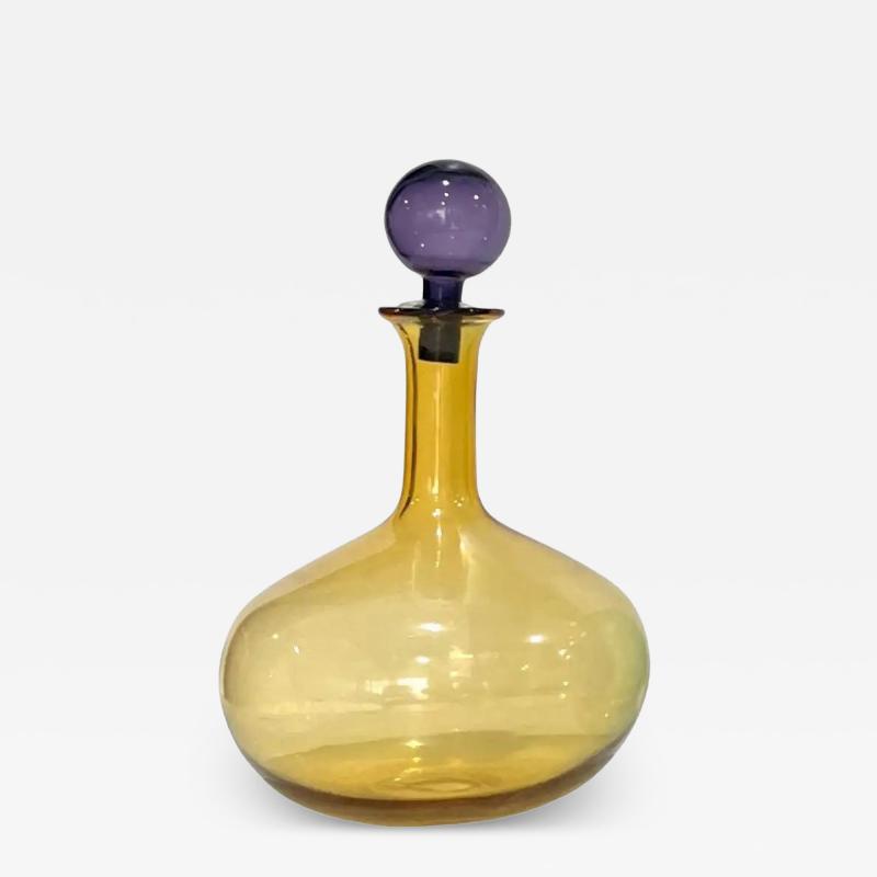 1980s Italian Tall Bright Colorful Amber Gold Purple Murano Glass Modern Bottle