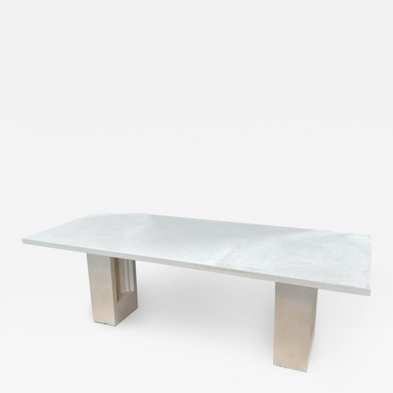 1980s Italian White Marble Dust Dining Table