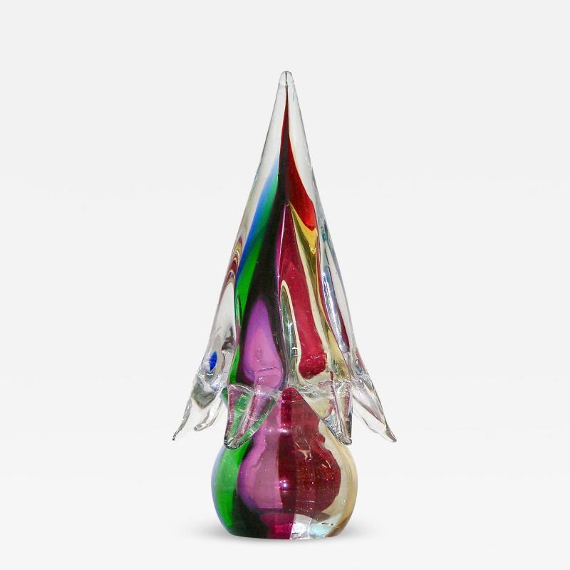 1980s Organic Italian Vintage Colorful Blown Murano Glass Tree Sculpture