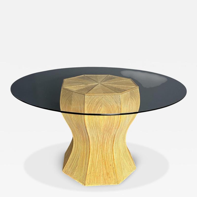 1980s Pencil Reed and Glass Curvaceous Dining Table Post Modern