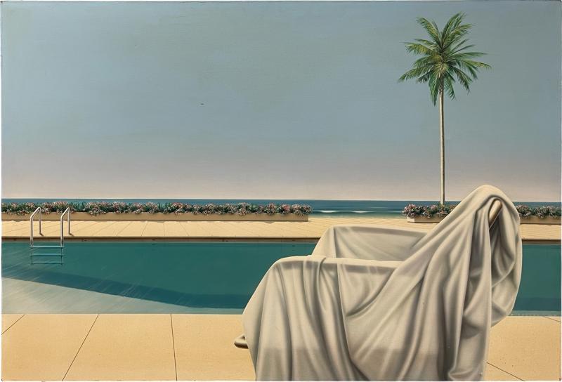 1980s hyper realist painting by Pierre Coulon