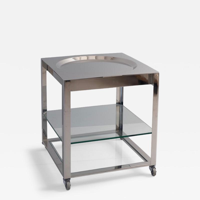 1980s three tier chrom trolley with two galls shelves Italy