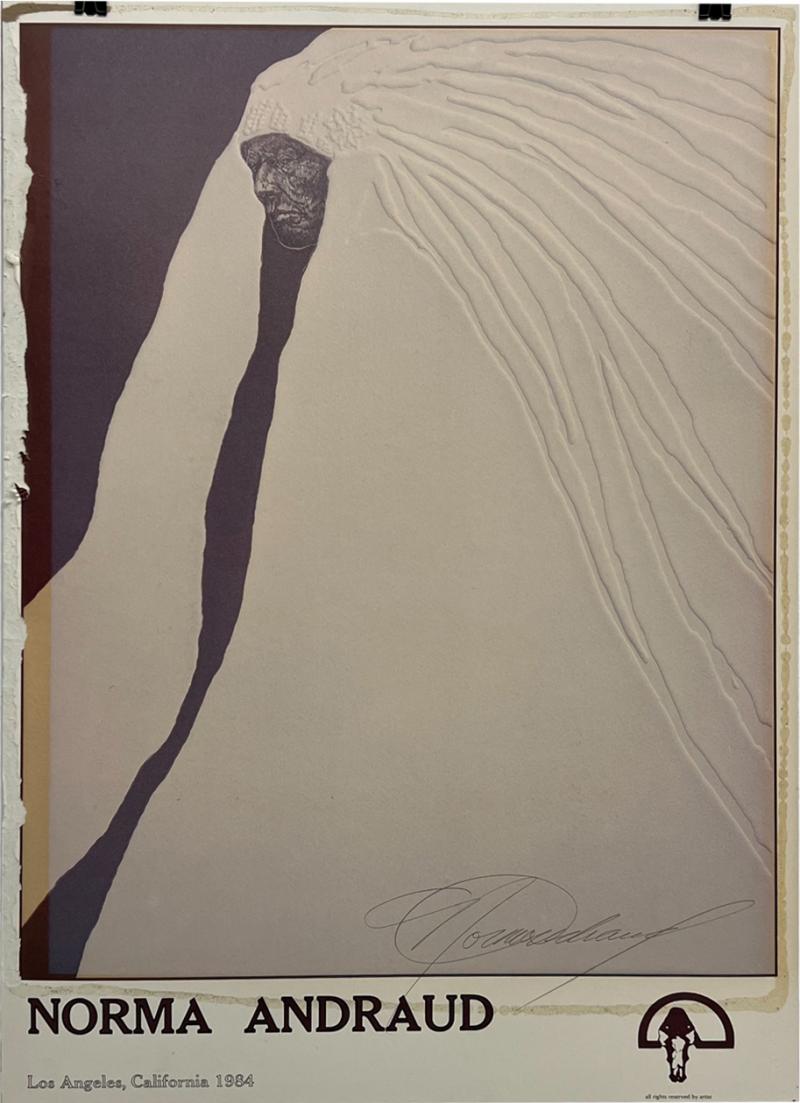 1984 Norma Andraud Modern Art Los Angeles CA Many Feathers Embossed Poster