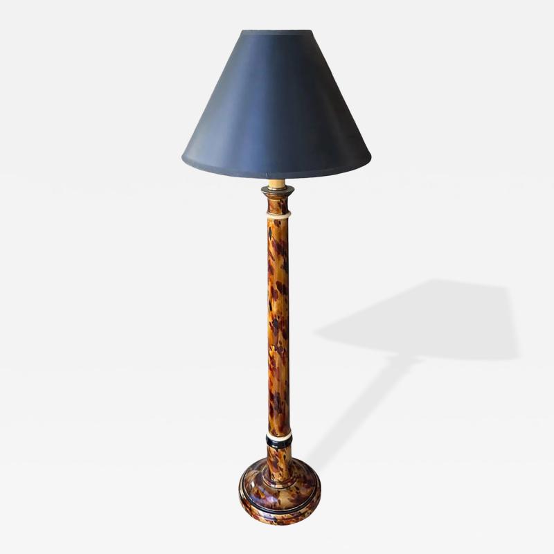 1990s Art Deco Trompe lOeil Faux Shell Candlestick Table Lamp