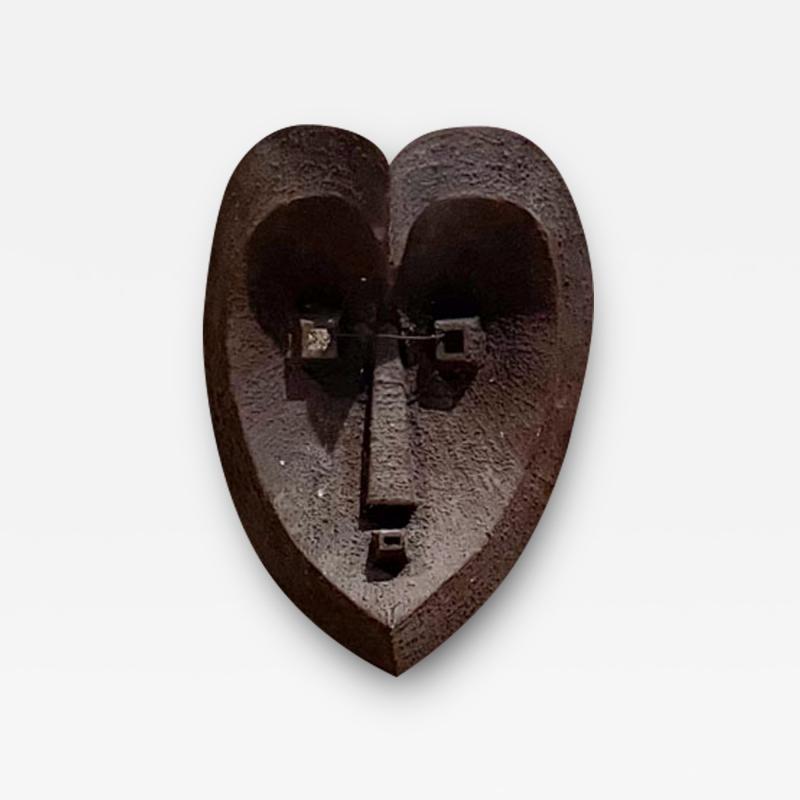1990s Ceremonial Metal Mask Iron Heart Modern Cubist Design