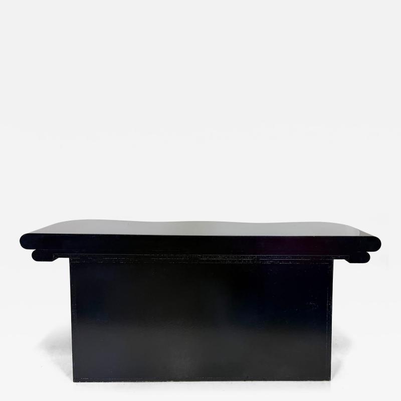 1990s Substantial Curved Italian Console Table Newly Refinished Dark Navy Blue
