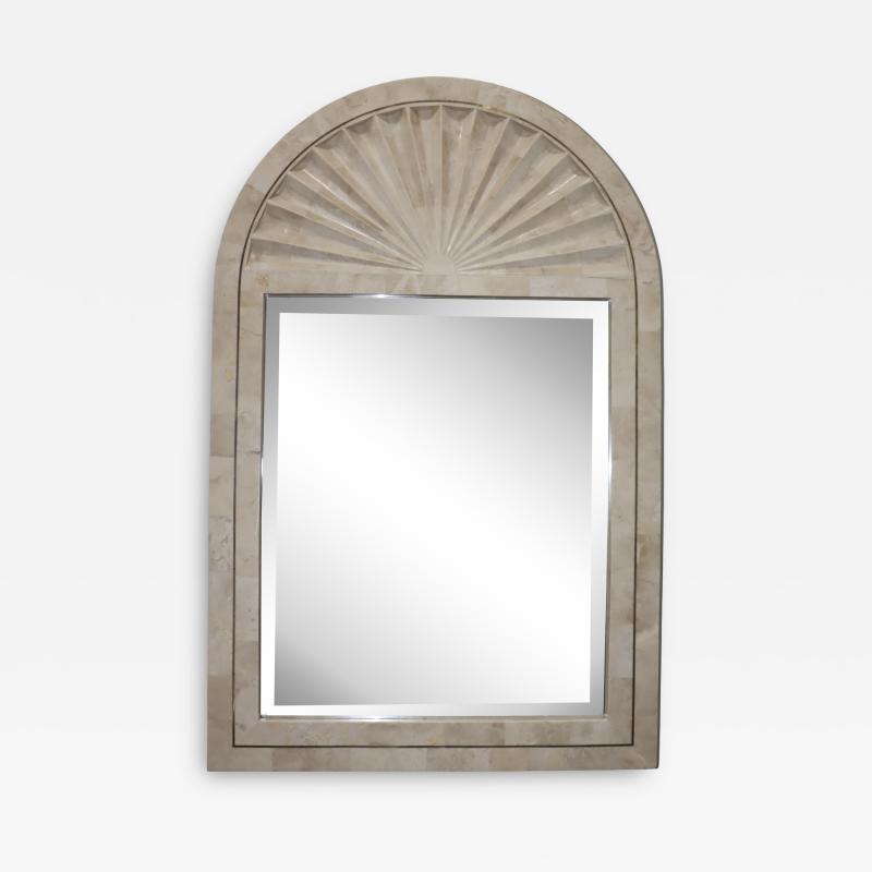 1990s Tessellated Stone Arched Wall Mirror