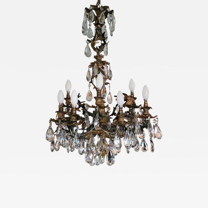 19C French Gilt Metal 12 Light Phoenix Chandelier with Swarovski Crystal