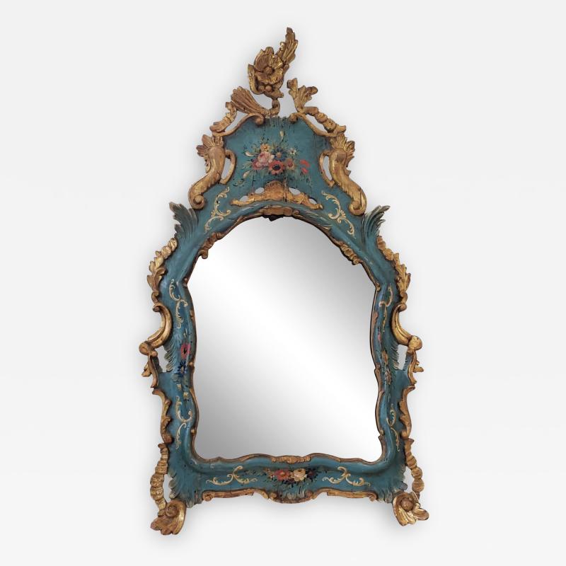 19TH C VENETIAN PAINTED GILT WOOD MIRROR